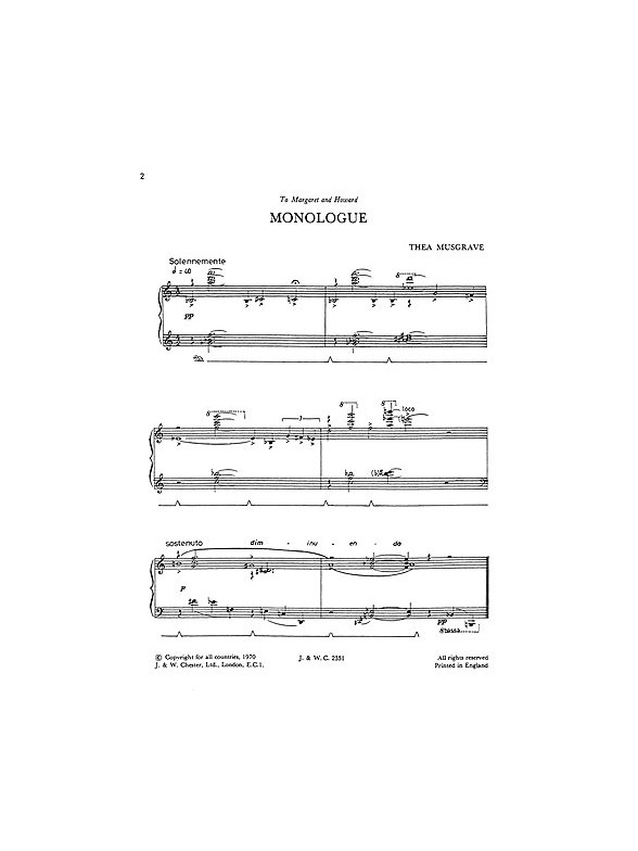 Thea Musgrave: Monologue for Piano