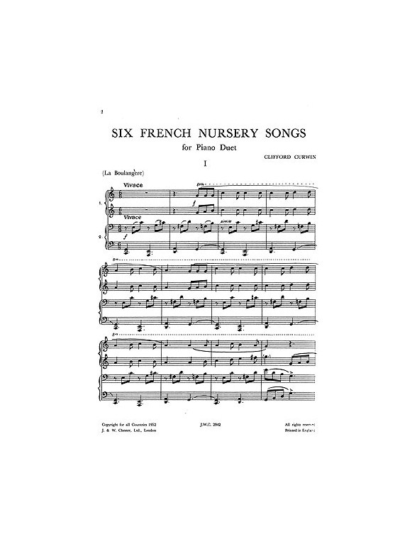 Clifford Curwin: 6 French Nursery Songs For Piano Duet
