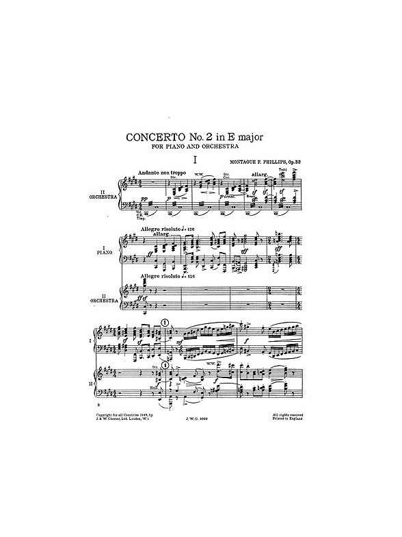 Montague Phillips: Concerto No.2 (Piano Duet)