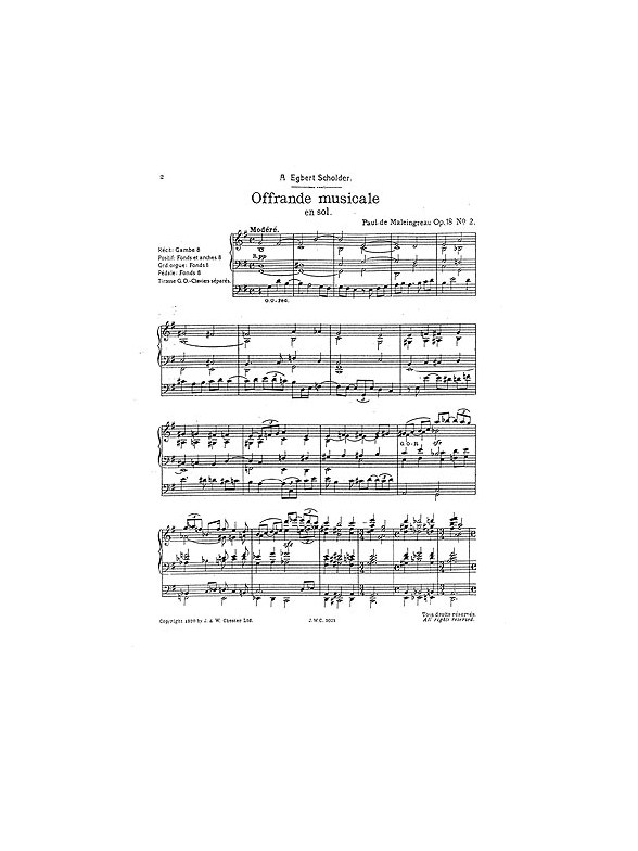 Paul De Maleingreau: Offrande Musicale En Sol Op.18 No.2
