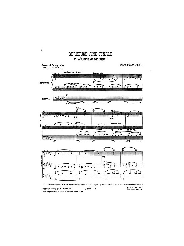 Igor Stravinsky: Berceuse And Finale From The Firebird (Organ)