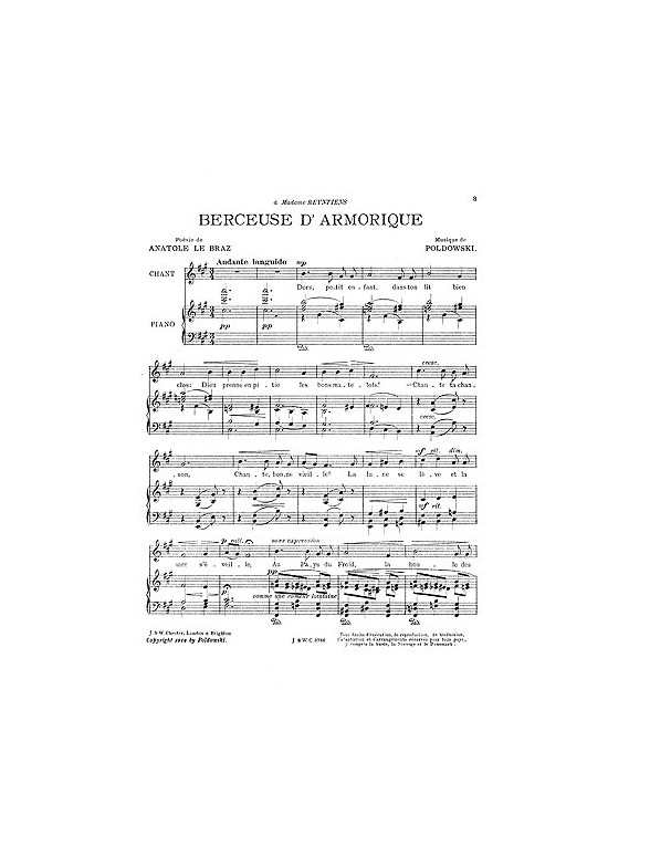 Poldowski: Berceuse D'armorique (Voice And Piano)