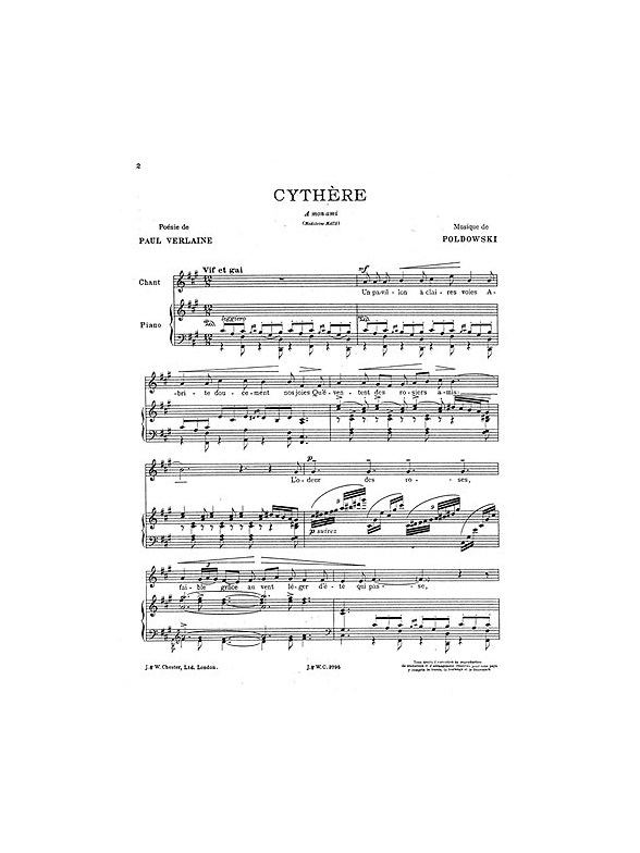 Poldowski: Cythere for Voice with Piano acc.