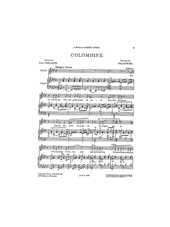 Poldowski: Colombine for Voice with Piano acc.