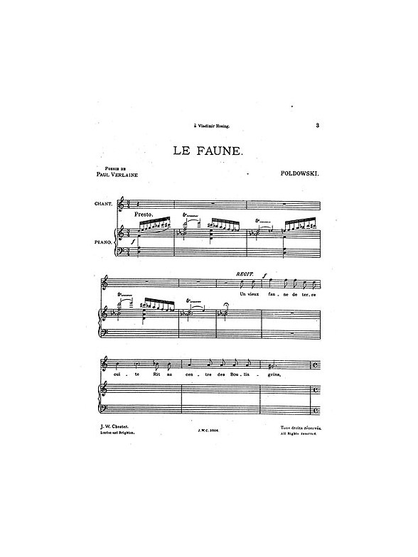 Poldowski: Le Faune for Voice with Piano acc.