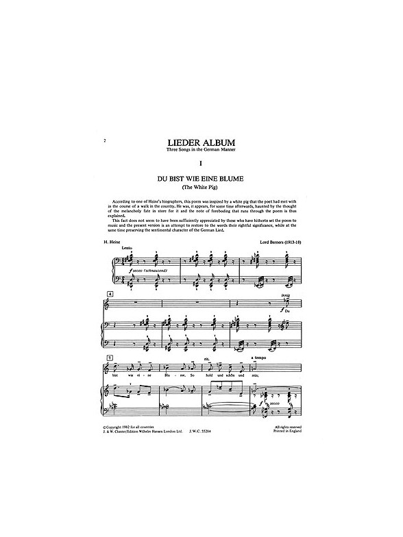 Lord Berners: Three Songs In The German Manner