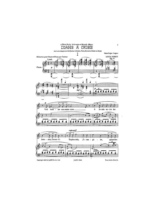 Durey: Images A Crusoe for Voice and Piano