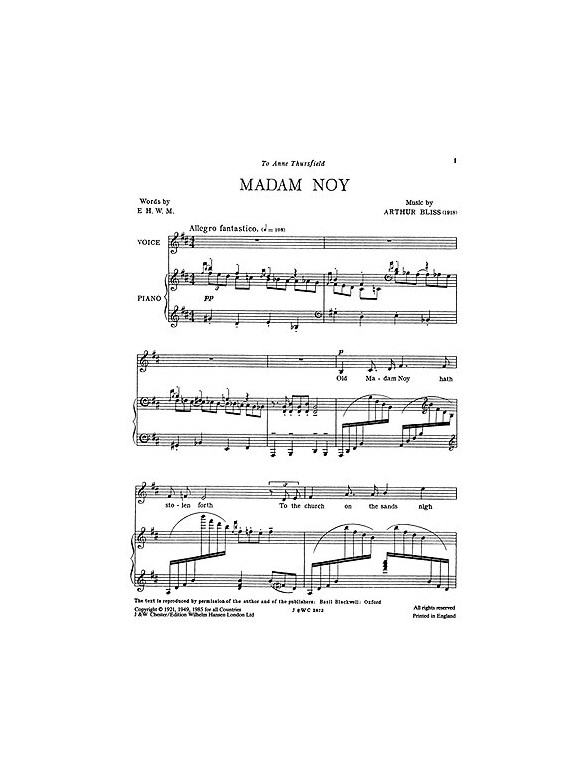 Bliss: Madam Noy (Soprano and Piano Reduction)