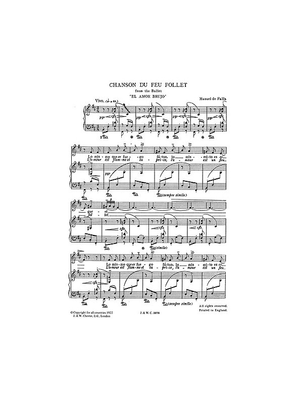 Manuel De Falla: Cancion Del Fuego Fatuo