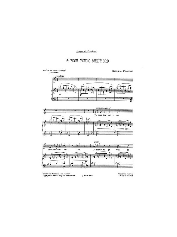 Poldowski: A Poor Young Shepherd for Voice with Piano acc.