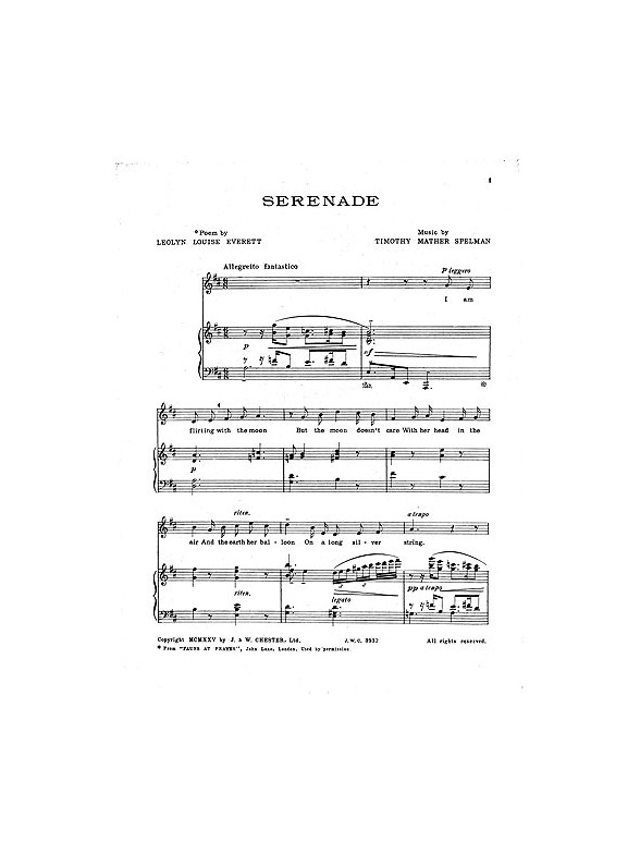 Timothy Mather Spelman: Serenade