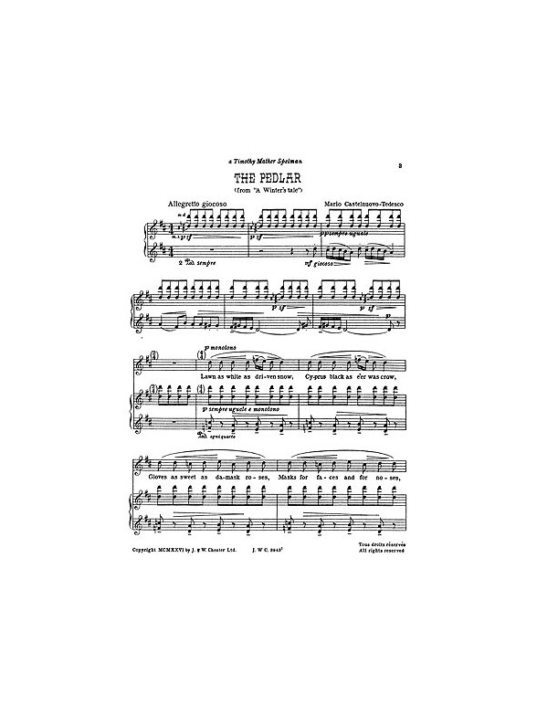 Mario Castelnuovo-Tedesco: Shakespeare Songs Book 8