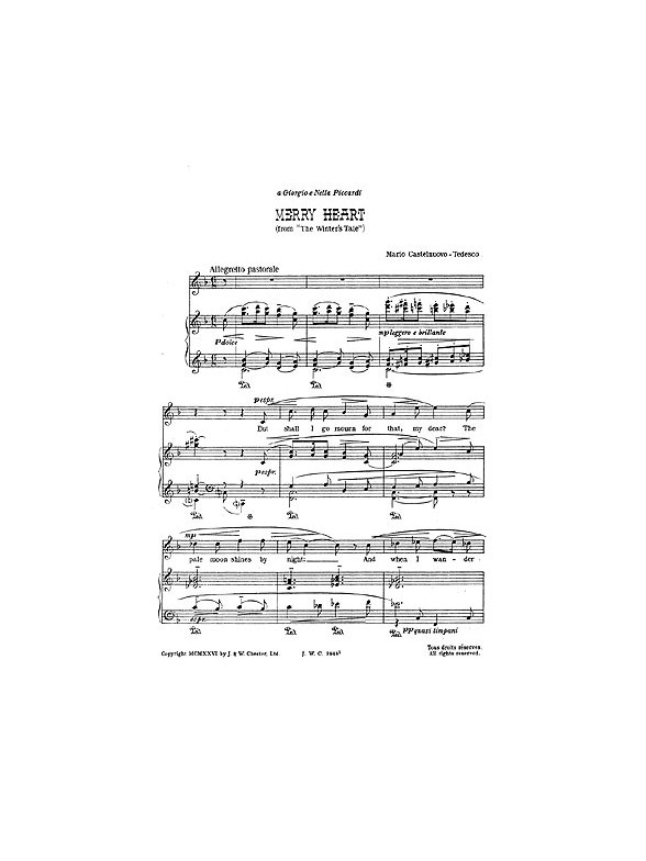 Mario Castelnuovo-Tedesco: Shakespeare Songs Book 9
