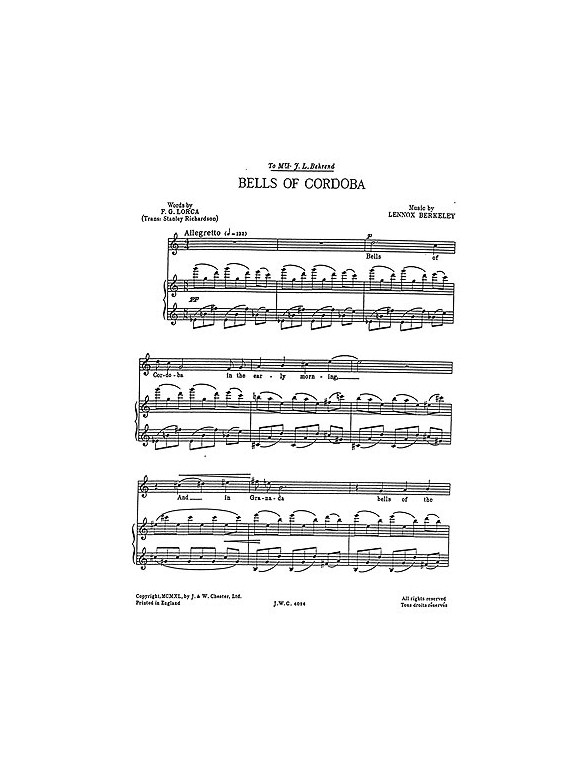 Lennox Berkeley: Bells Of Cordoba Op.14 No.2
