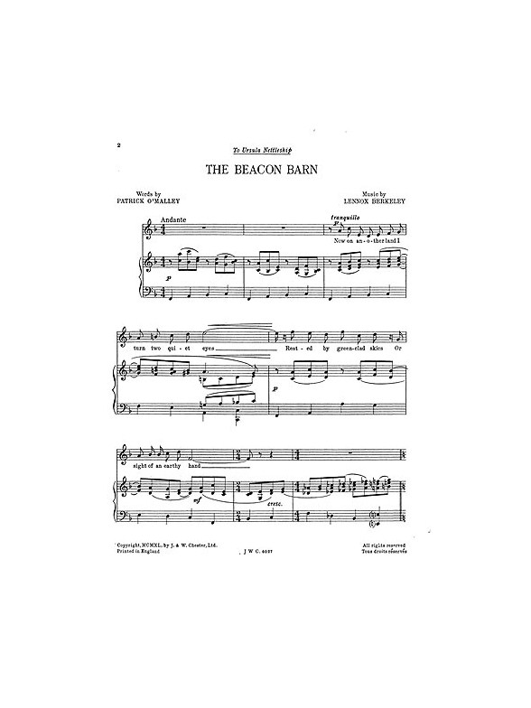 Lennox Berkeley: Beacon Barn Op.14 No.2