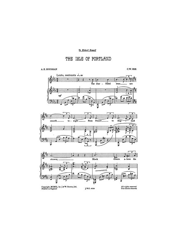 C.W. Orr: The Isle Of Portland for High Voice and Piano