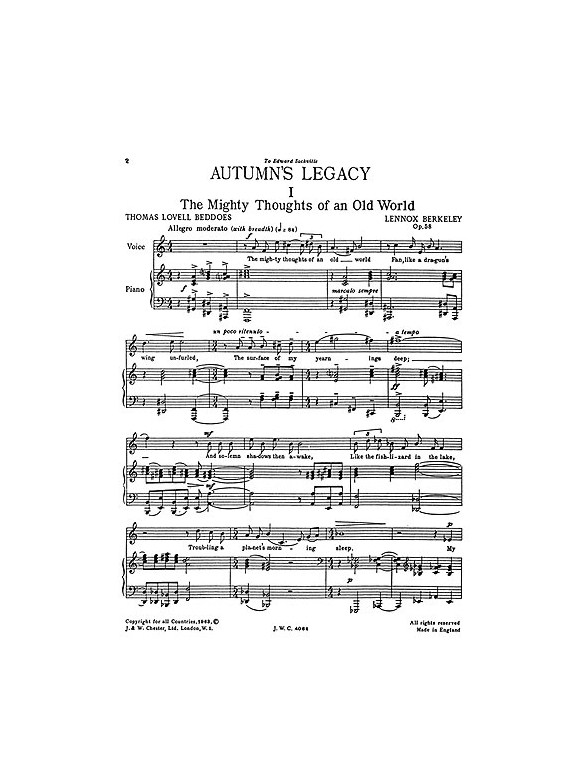 Lennox Berkeley: Autumn's Legacy Op.58