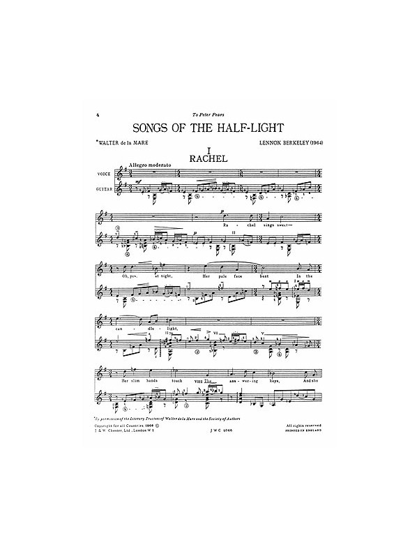 Lennox Berkeley: Songs Of The Half-Light Op.65