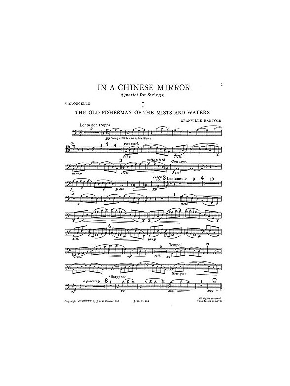 Granville Bantock: In A Chinese Mirror for String Quartet (Parts)