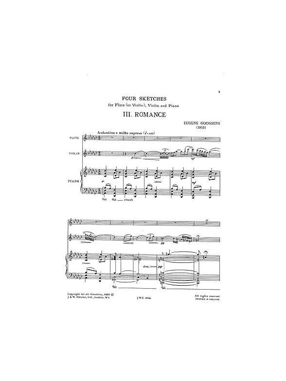 Goossens: Four Sketches Book 2 (Score and Parts)