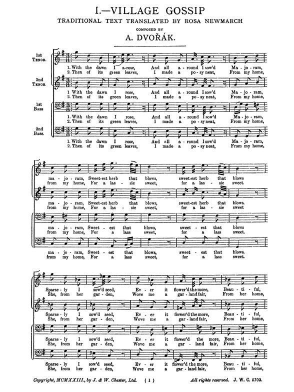 Antonin Dvorak: Village Gossip (TTBB)