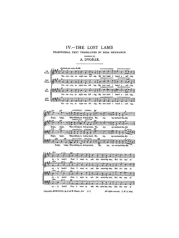 Antonin Dvorak: The Lost Lamb (Ttbb)
