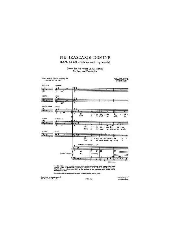 Byrd: Ne Irascaris Domine SATTB