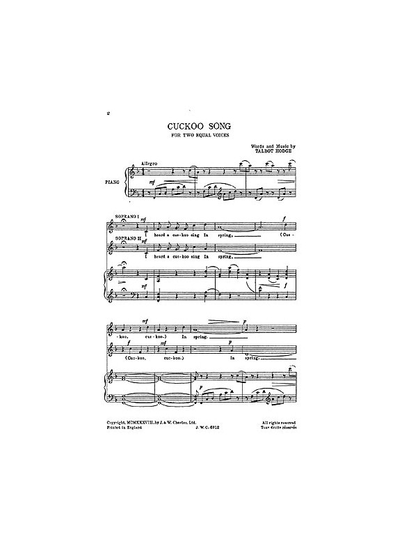 Hodge: Cuckoo Song (Ss/Pf)