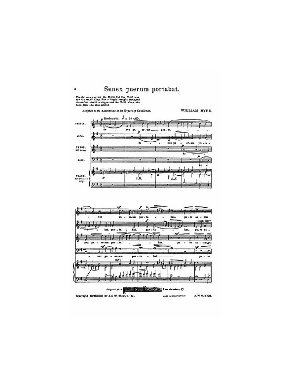 William Byrd: Senex Puerum Portabat (Satb)
