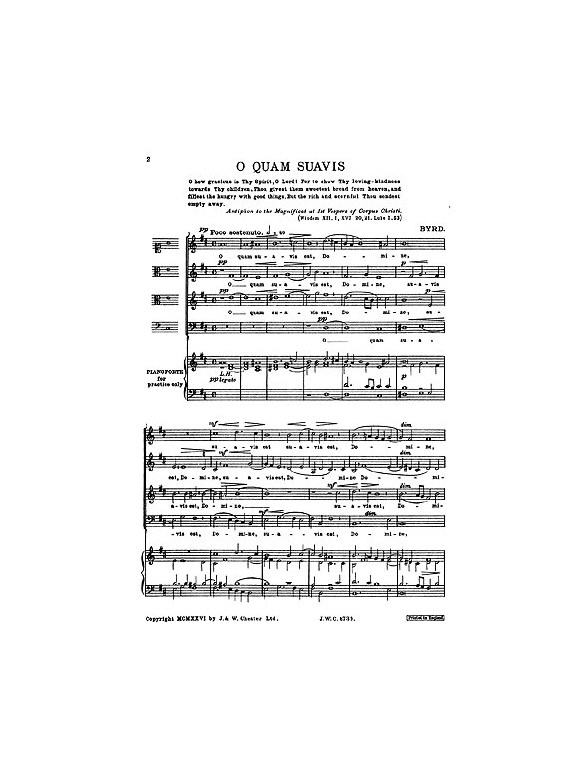 William Byrd: O Quam Suavis (Collins) Satb (L)