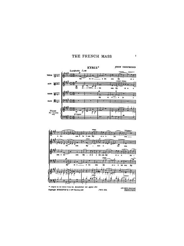 John Shepherd: The French Mass for SATB Chorus