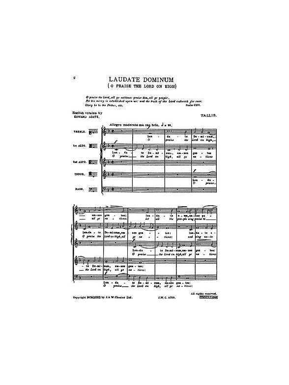 Tallis: Laudate Dominum for SAATB