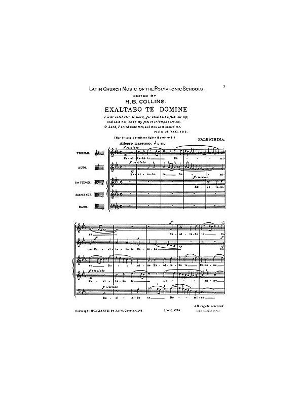 Palestrina: Exaltabo Te Domine