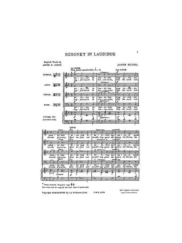 Handel: Resonet In Laudibus (Collins) Satb