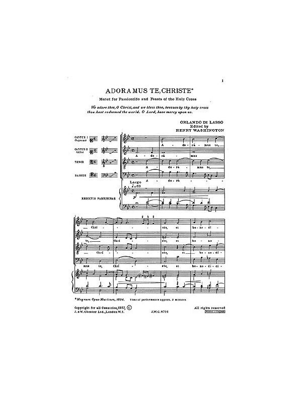 Orlando De Lassus: Adoramus Te, Christe