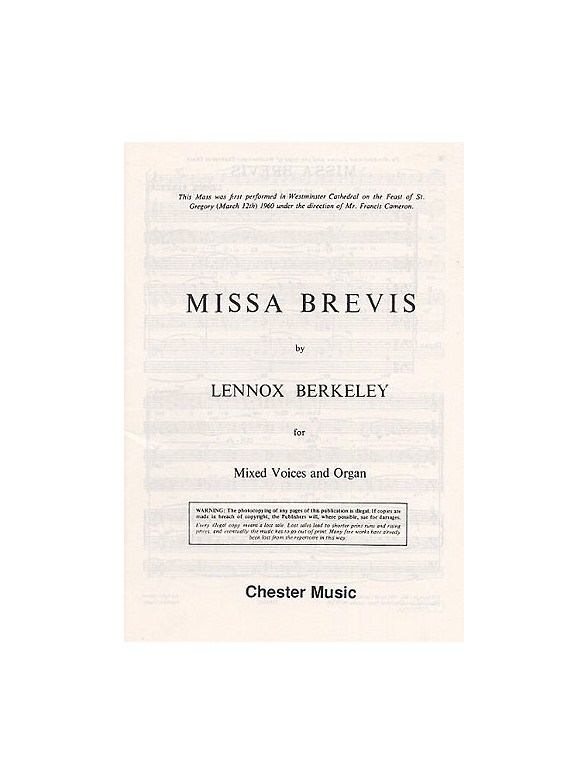 Lennox Berkeley: Missa Brevis Op.57 (Original Latin Version)