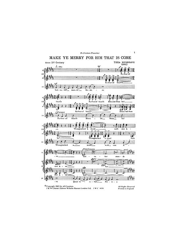Musgrave: Make Ye Merry For Him That Is Come (Score)