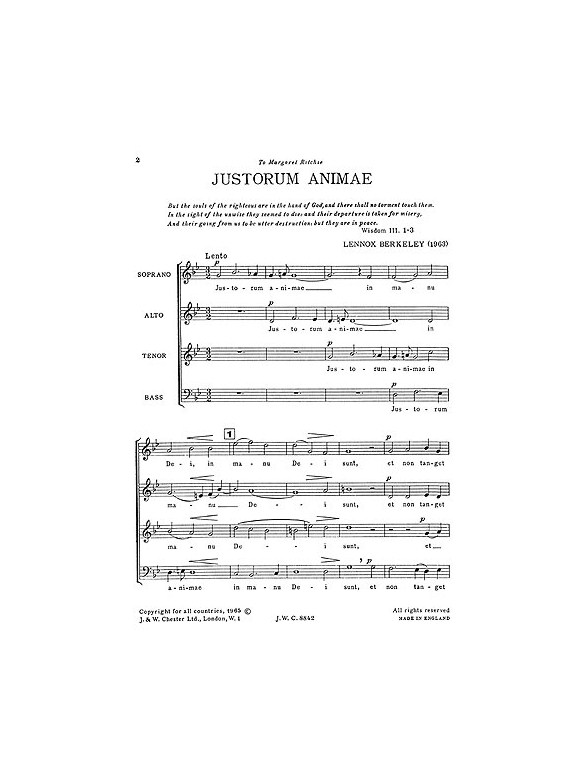 Lennox Berkeley: Justorum Animae Op.60 No.2