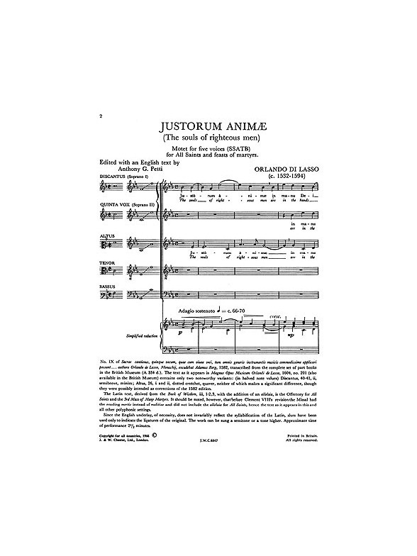 Lassus: Justorum Animae