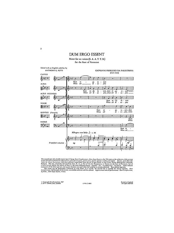 Giovanni Palestrina: Dum Ergo Essent