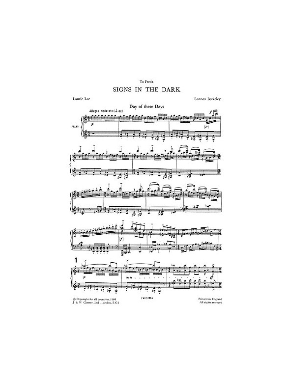 Lennox Berkeley: Signs In The Dark Op.69 (Vocal Score)