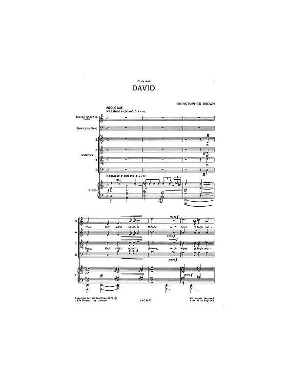 Christopher Brown: David (Vocal Score)