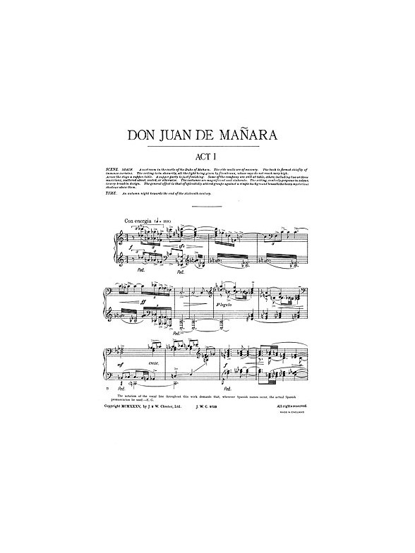 Goossens: Don Juan De Manara (Vocal Score)