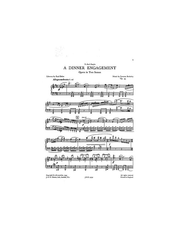 Lennox Berkeley: A Dinner Engagement Op.45 (Vocal Score)