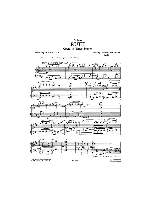 Lennox Berkeley: Ruth Op.50 (Vocal Score)