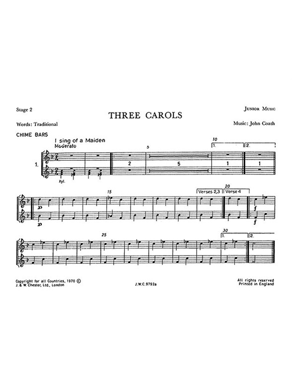 Coath, J Three Carols Junior Music Stage 2 Parts