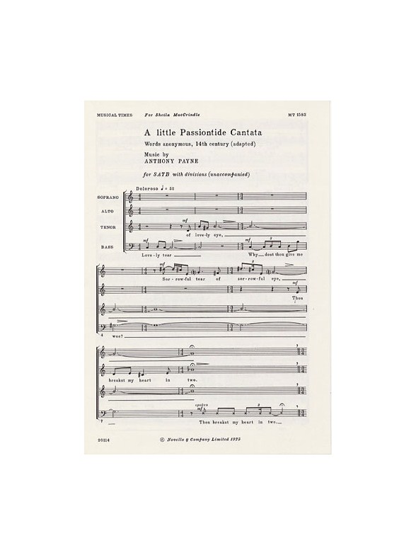 Anthony Payne: A Little Passiontide Cantata