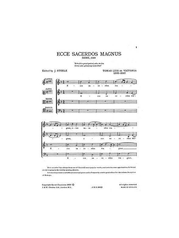Victoria Ecce Sacerdos Magnus (Steele)