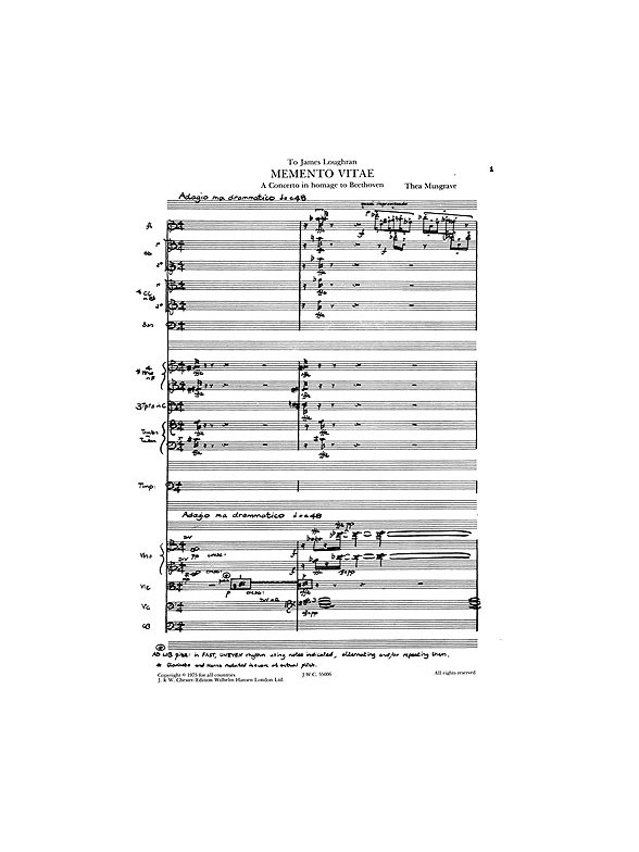 Thea Musgrave: Memento Vitae Orchestra (Full Score)