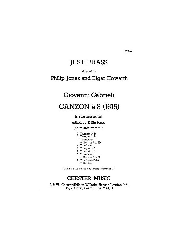 Giovanni Gabrieli: Canzon - Brass Octet (Just Brass No.44)